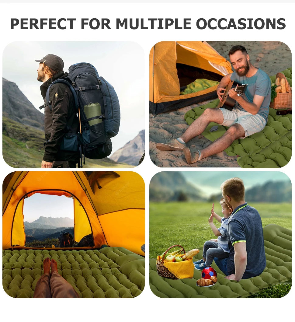 WESTTUNE Inflatable Camping Mattress – Thick Sleeping Pad with Built-in Pillow & Pump